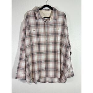 American Eagle NWT Men's Size XXL Plaid Button-Up Long Sleeve Shirt Pink & White